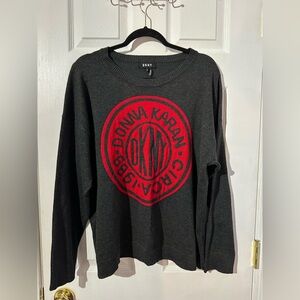 DKNY Charcoal Pullover with Red Emblem XL